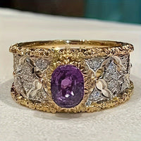 Vintage Micro Pave Purple Zirconia Wide Ring