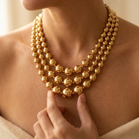 Chunky Golden Bead Layered Statement Necklace
