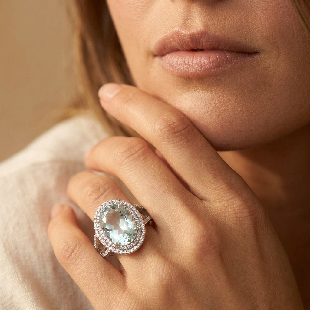 Vintage Aquamarine Oval Ring