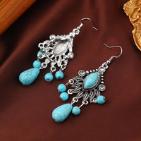 Elegant Bohemian Design Turquoise Clear Drop Earrings