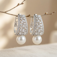 Luxury Pearl Zirconia Drop Earrings