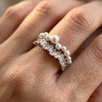 Artisan Pearl Cubic Zirconia Open Ring