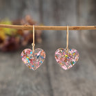 Vintage Style Resin Glitter Heart Pendant Earrings