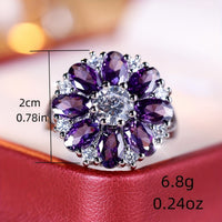 Elegant Stylish Purple Zirconia Flower Ring