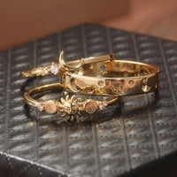 Vintage Style Half Moon Inlaid Zirconia Stackable Ring Set