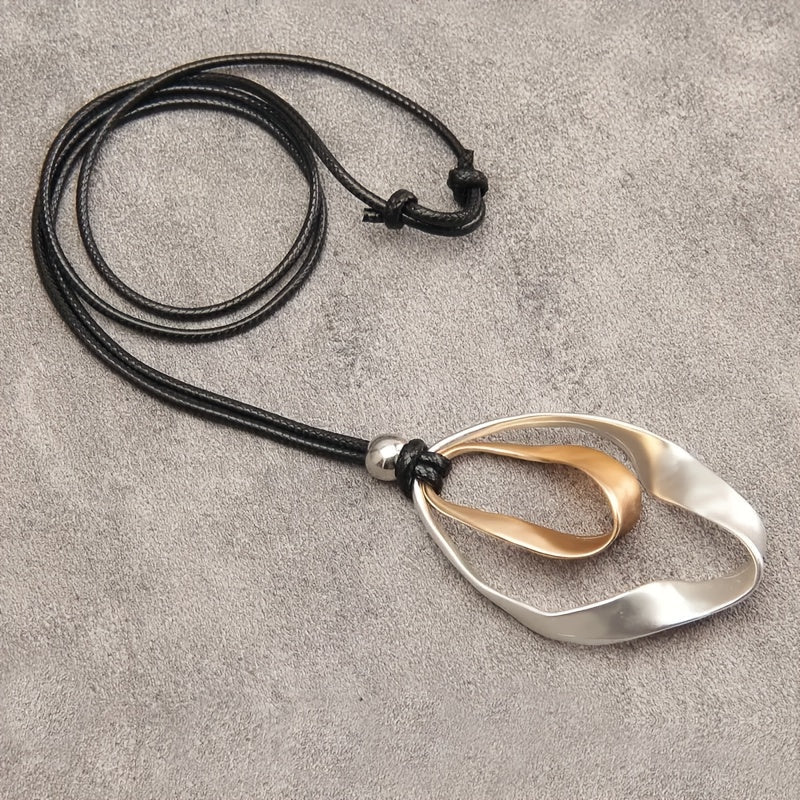 Elegant Modern Mixed-Metal Abstract Pendant Necklace