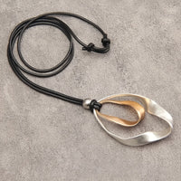 Elegant Modern Mixed-Metal Abstract Pendant Necklace