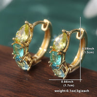 French Style Blue Green Zirconia Circular Earrings