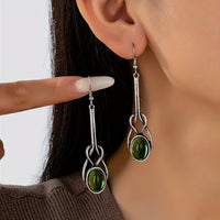 Vintage Round Glass Zinc Alloy Artisan Drop Earrings
