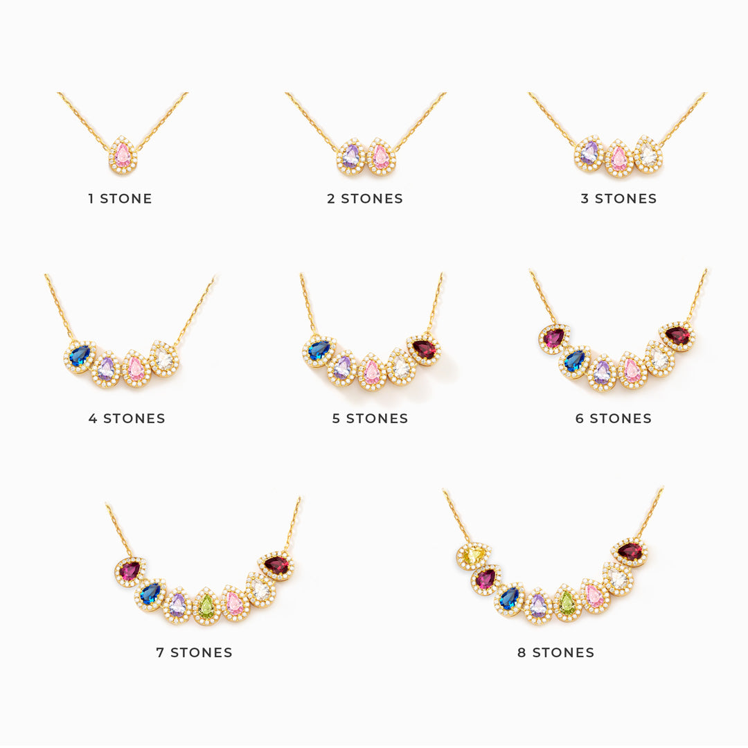 Tears of Joy Teardrop Family Birthstone Necklace