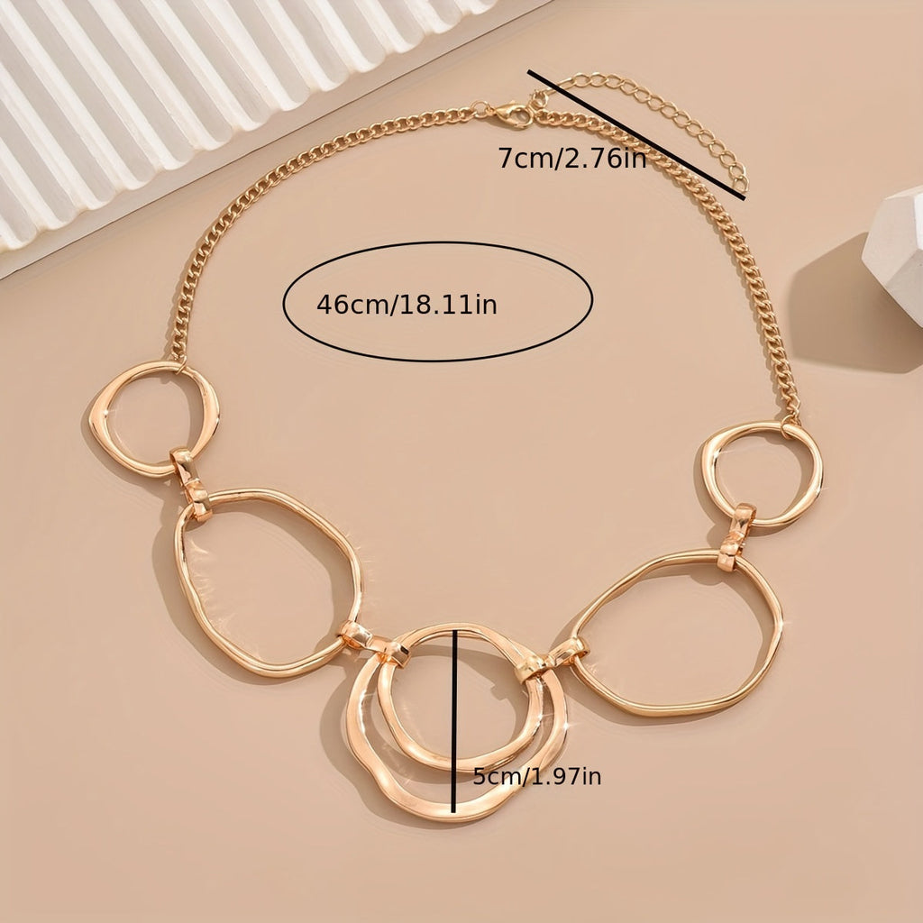 Elegant Modern Linked Gold Geometric Necklace