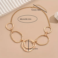 Elegant Modern Linked Gold Geometric Necklace