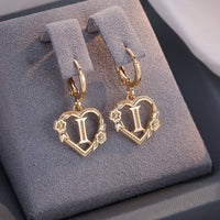 Dainty Initial Heart Hoop Earrings