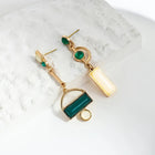 Bohemian Modern Green & Ivory Gold Plated Statement Earrings