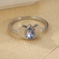 Vintage Retro Style Teardrop Zirconia Lotus Flower Ring