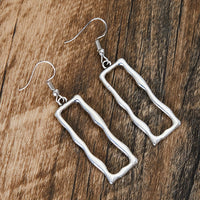 Vintage Gothic Hollow Geometric Long Bar Pendant Earrings