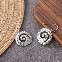 Artisan Spiral Hammered Silver Drop Earrings