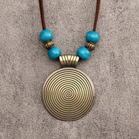 Vintage Twelve Constellations Wooden Beaded Pendant Necklace