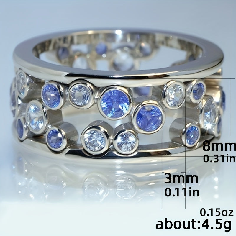 Elegant Sparkling Cubic Zirconia Silver Plating Band Ring