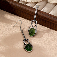 Vintage Round Glass Zinc Alloy Artisan Drop Earrings