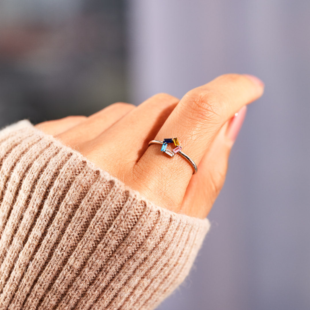 Personalized Baguette Birthstones Ring