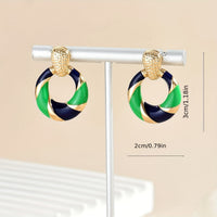 Color Block Enamel Spiral Statement Earrings