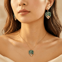 Bohemian Style Irregular Leaf Earrings And Necklace Set