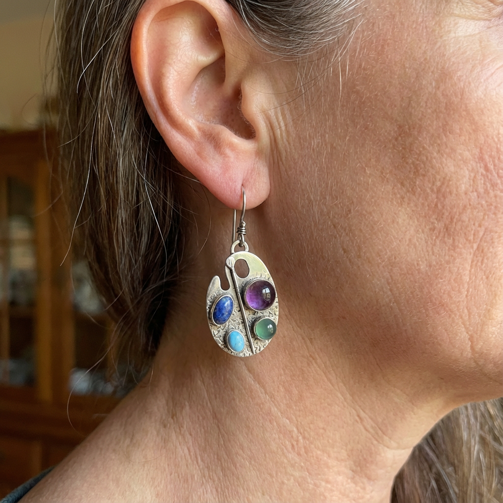 Multicolor Artist Palette Gemstone Drop Earrings