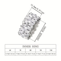 Stylish Wide Zirconia Floral Cluster Diamond Ring