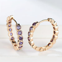 Elegant Ethnic Style Purple Zirconia Crystal Hoop Earrings