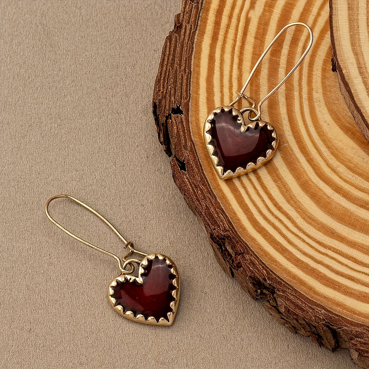 Vintage Bohemian Resin Red Drip Heart Earrings