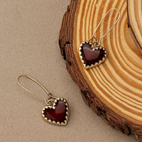 Vintage Bohemian Resin Red Drip Heart Earrings