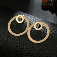 Minimalist Geometric Double Circle Drop Earrings