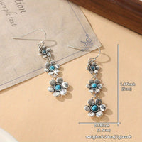 Bohemian Petal Shaped Turquoise Drop Earrings
