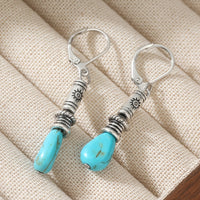Vintage Bohemian Tibetan Silver Turquoise Earrings