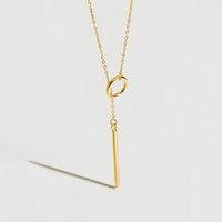 Modern Gold Y-Drop Necklace in Stainless Steel