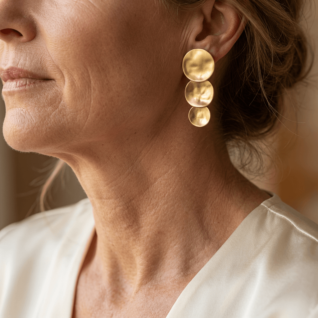 Hammered Gold Disc Statement Earrings