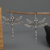 Elegant Vintage Dragonfly Drop Earrings