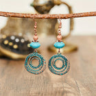 Vintage Red Copper Bohemian Drop Earrings