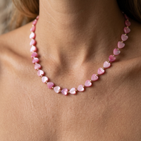 Bohemian Heart Beaded Pink Choker Necklace