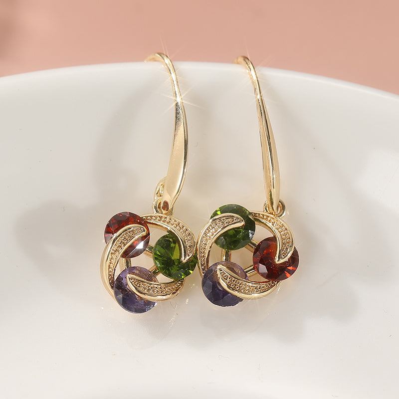Vintage Style Colorful Zirconia Pendant Earrings