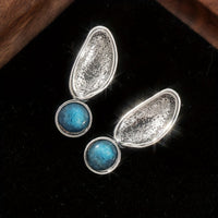 Vintage Style Silver Plated Oval Drop Earrings