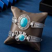 Vintage Turquoise Accent Vintage Silver Bracelet