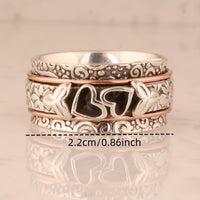 Vintage Style Butterfly Heart Silver Plated Spinner Ring