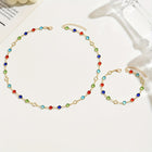 Multicolor Crystal Chain Necklace & Bracelet Jewelry Set