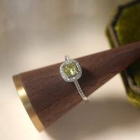 Vintage Style Adjustable Open Design Olive Green Zirconia Ring