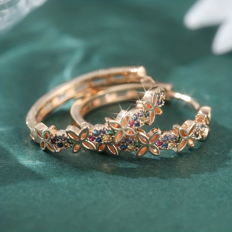 Elegant Bohemian Multi Color Zirconia Floral Butterfly Earrings