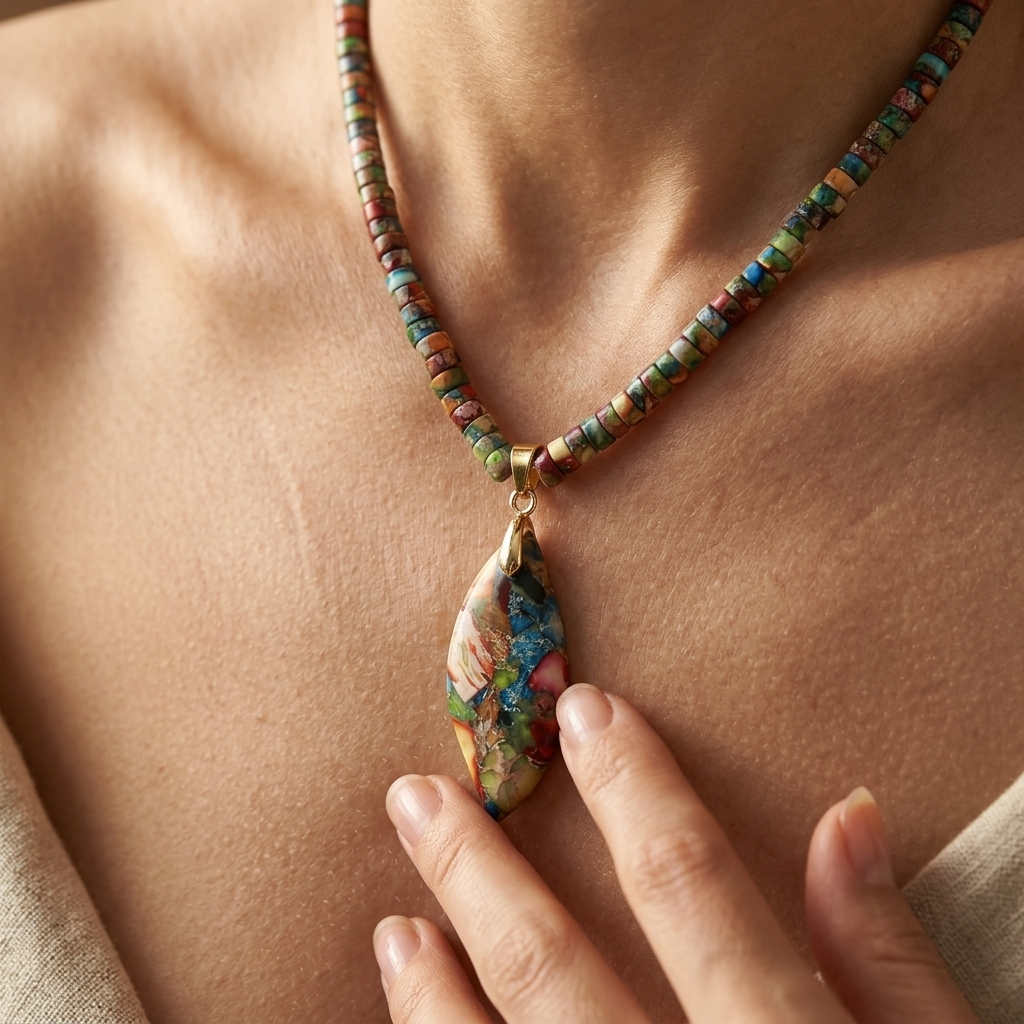 Ethnic Colorful Natural Pendant Beaded Necklace