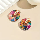 Modern Bold Artistic Design Colorful Resin Statement Earrings