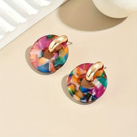 Modern Bold Artistic Design Colorful Resin Statement Earrings